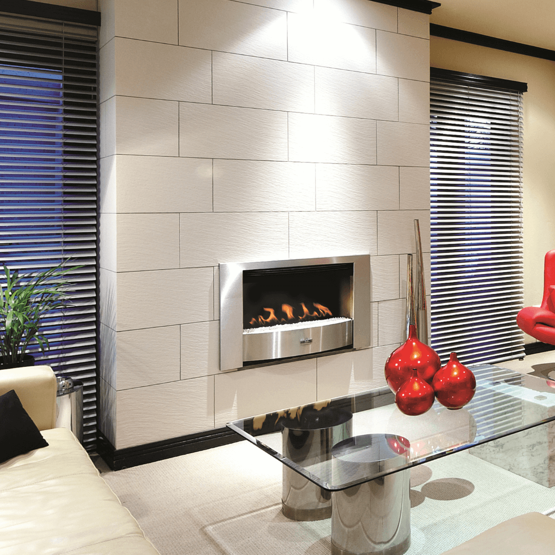 Infiniti Classic Built-in Delux customisable gas fireplace with 40mm black frame
