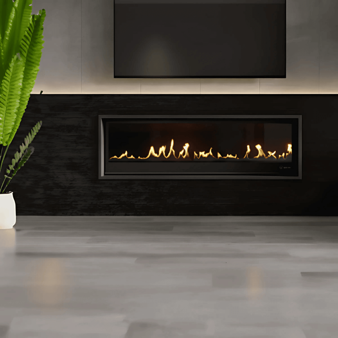 SAfire Pureview Horizon flueless gas fireplace with remote control — variety of sizes available