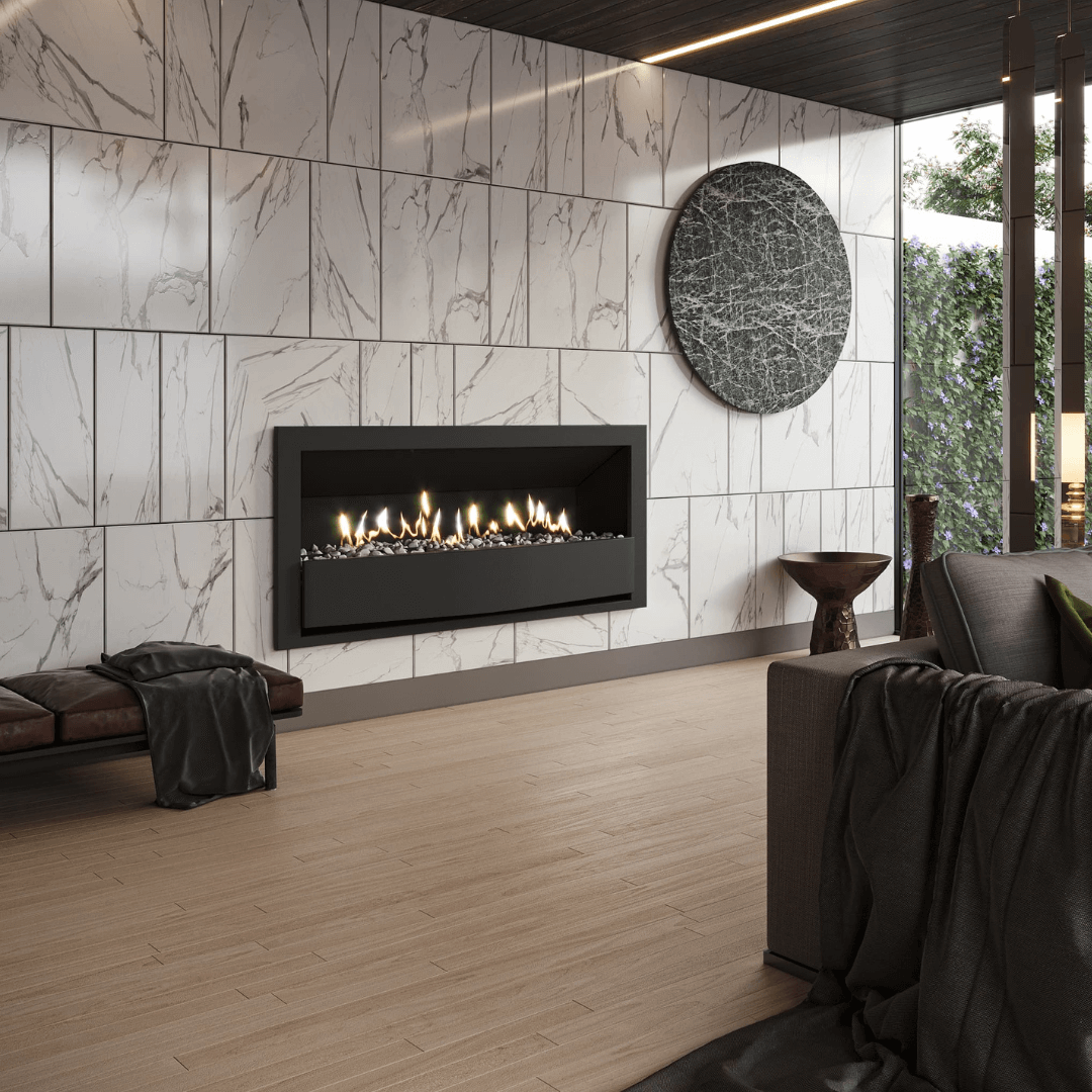 SAfire Minet gas fireplace — stylish high-power flueless heating for large spaces